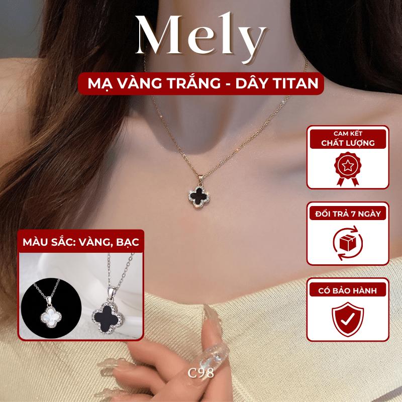 Dây chuyền, Vòng Cổ nữ hình cỏ 4 lá 2 mặt trắng đen Trang Sức thời trang Hàn Quốc C98 Mely