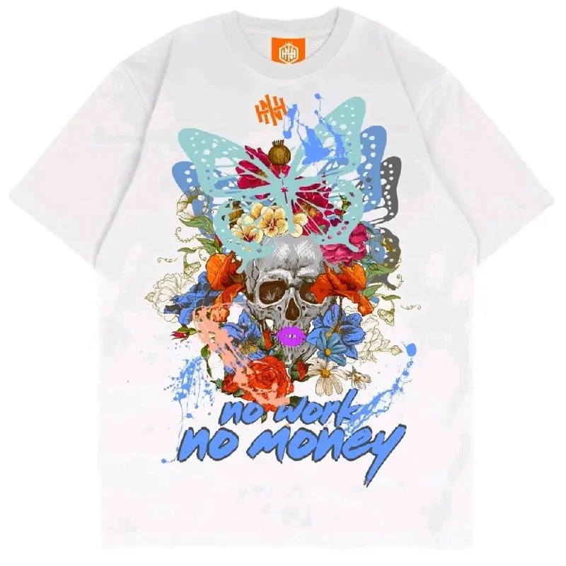 Oversize T-shirt Unisex Blue Butterfly by INH Art Work Apparel  Baju Wanita  Pria Kaos Katun  Combed Pendek Motif Distro Casual  Oblong 0