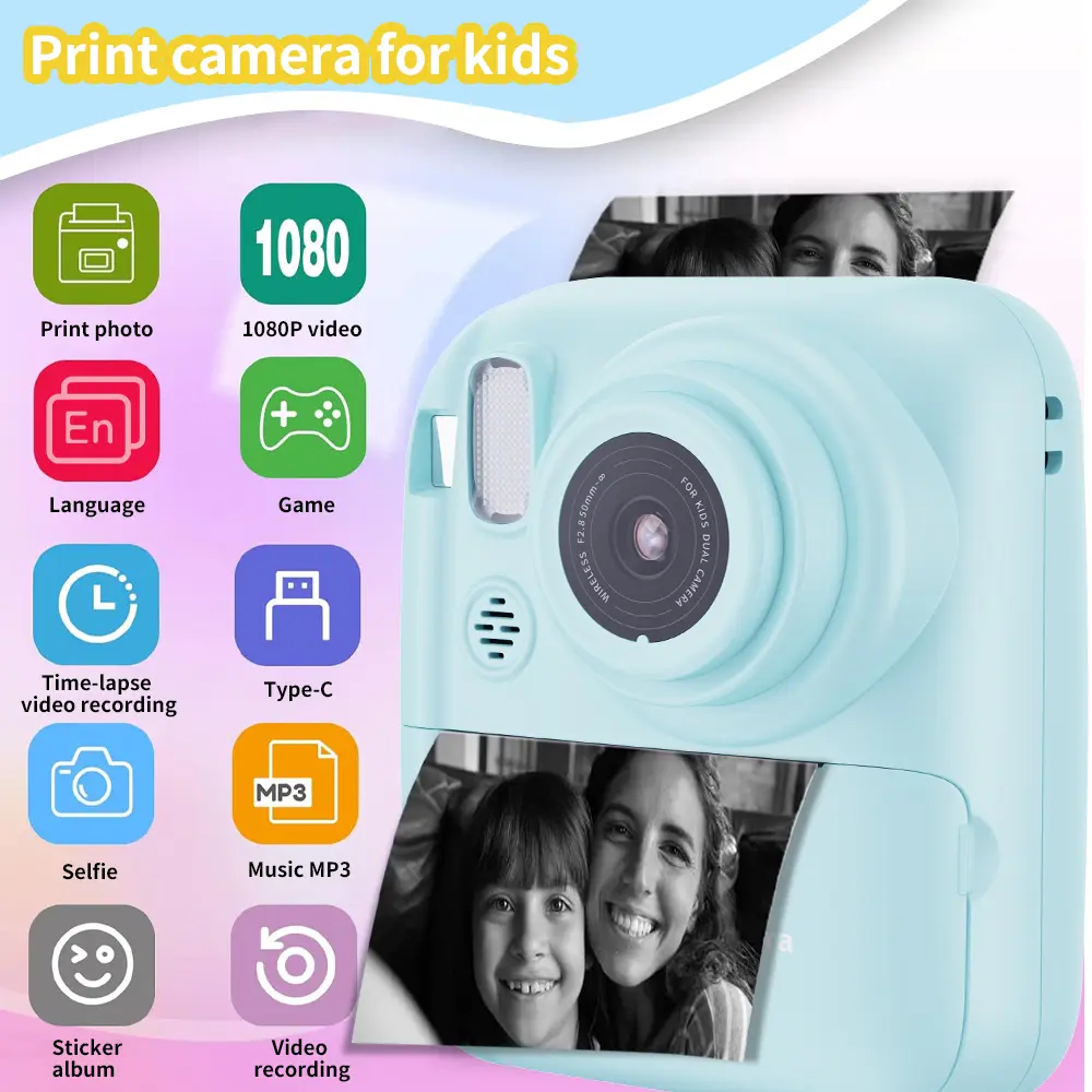 New Q1 children's camera Student Polaroid HD camera photos Print outdoor sports photos video interest Cultivate cheap gifts
