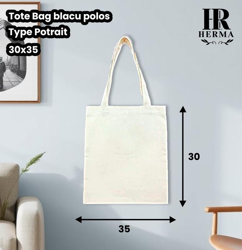 HERMA Totebag Blacu Putih Polos Panjang x Tinggi (25x30) Type Potrait Tas Tote Bag Lukis Ecoprint Sablon (COD/BAYAR DITEMPAT) Sekolah 3