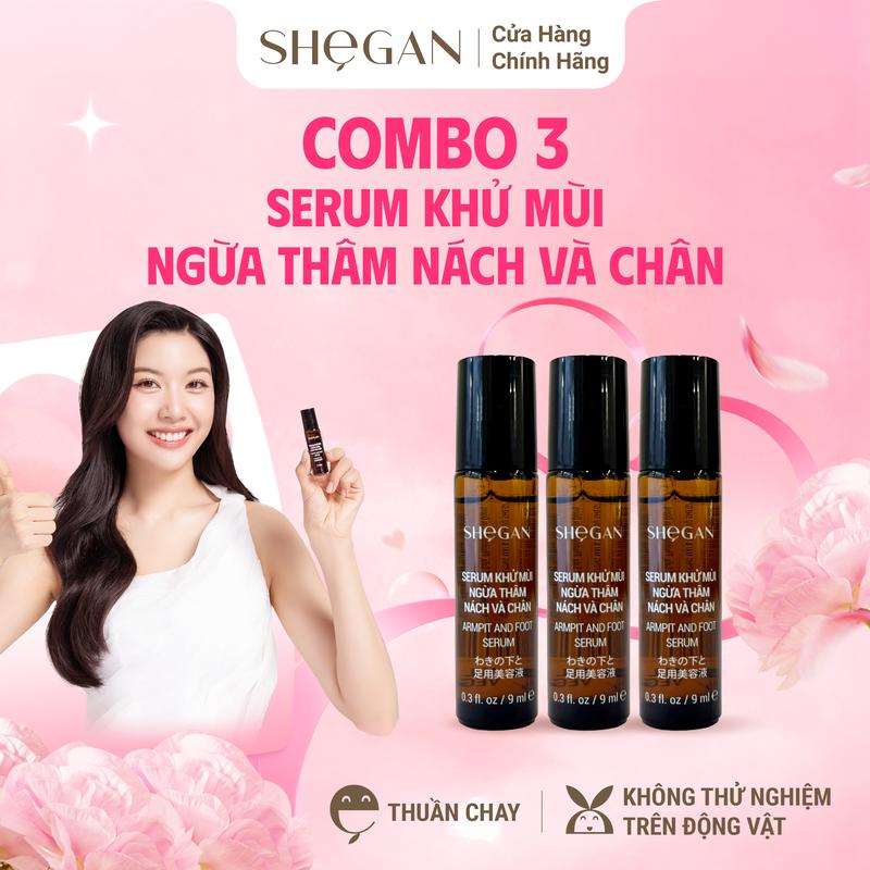 (MUA 3 TẶNG 1) Combo 3 Chai Serum Khử Mùi Ngừa Thâm Nách Và Chân SHeGAN - Khử Mùi, Ngăn mùi Mồ Hôi, Dưỡng Ẩm Vùng Da Dưới Cánh Tay, Phù Hợp Cho Mọi Loại Da, Lăn Khử Mùi