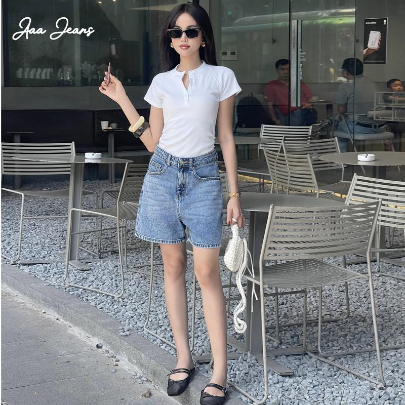 Aaa Jeans - Quần short jean nữ lưng cao regular fit Royal Blue Women Denim Pants