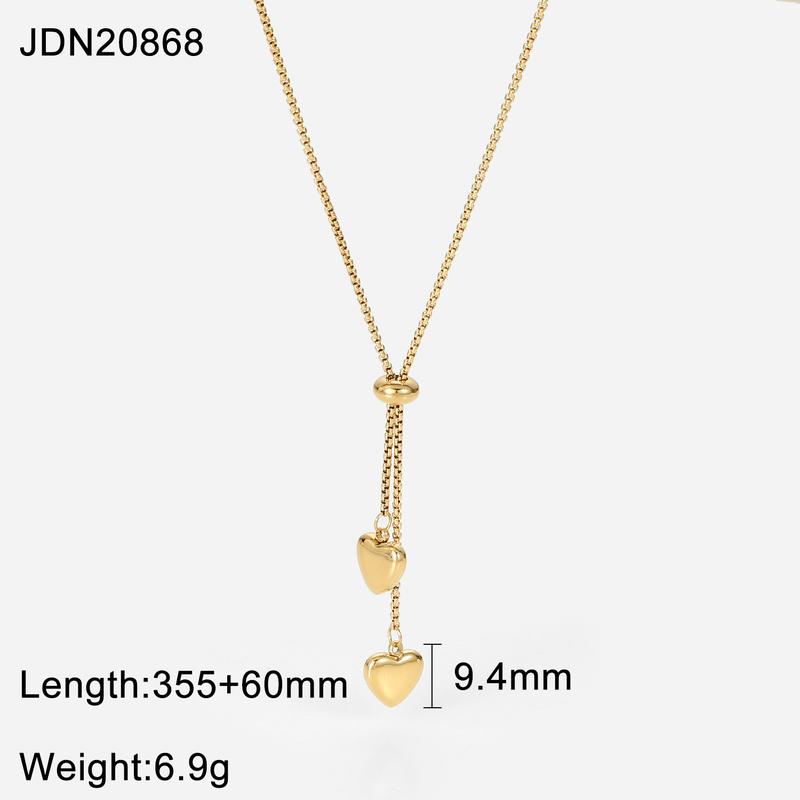 Product Introduction of European and American Ins Titanium Steel Necklace Y-Shaped Chain Two Love Pendant Necklace Women's Fashion Necklace 5