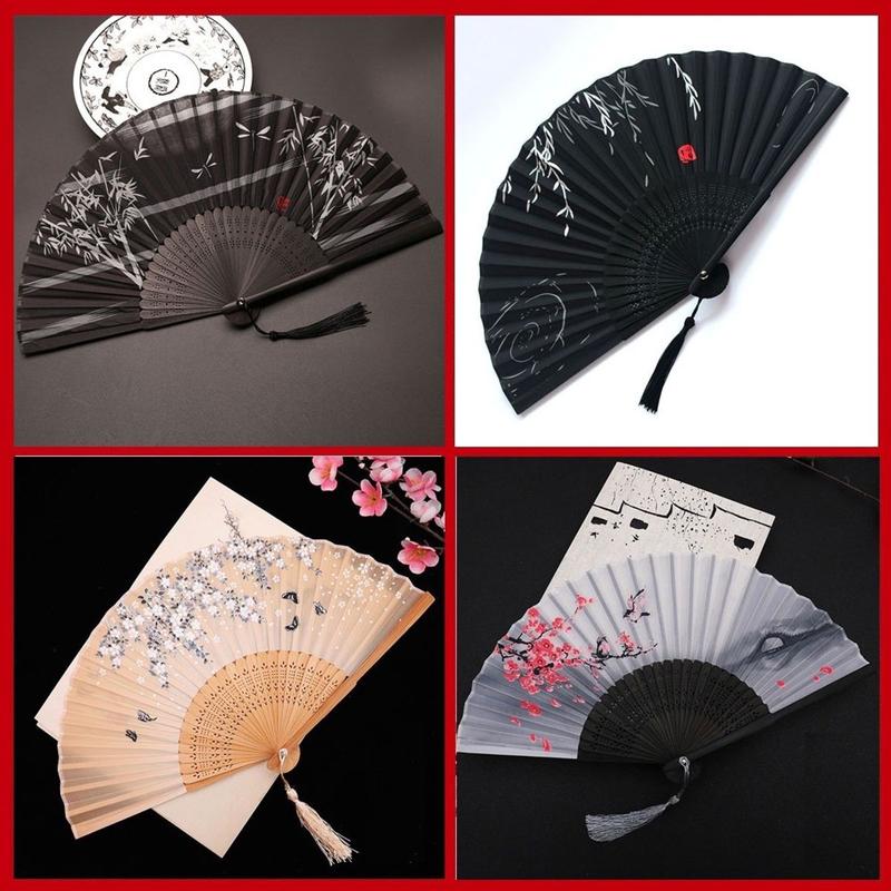  Quạt chụp ảnh áo dài Tết quạt giấy xếp cầm tay cổ trang trung quốc 