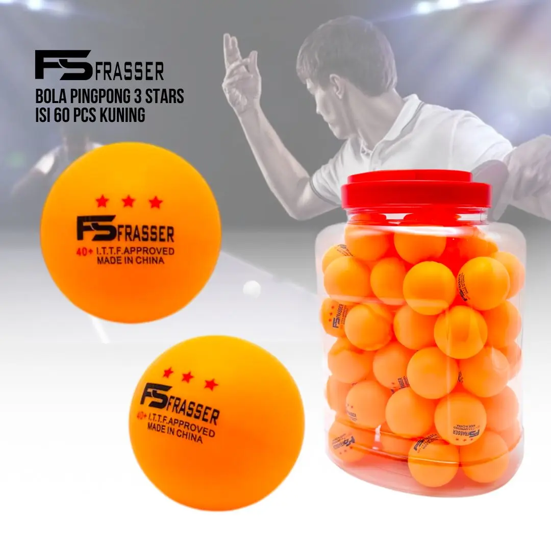 Bola Pingpong Frasser Seamless 40+ Bintang 3 ABS BLPP 01 - 60 Bola/Toples - Outdoor, Ball