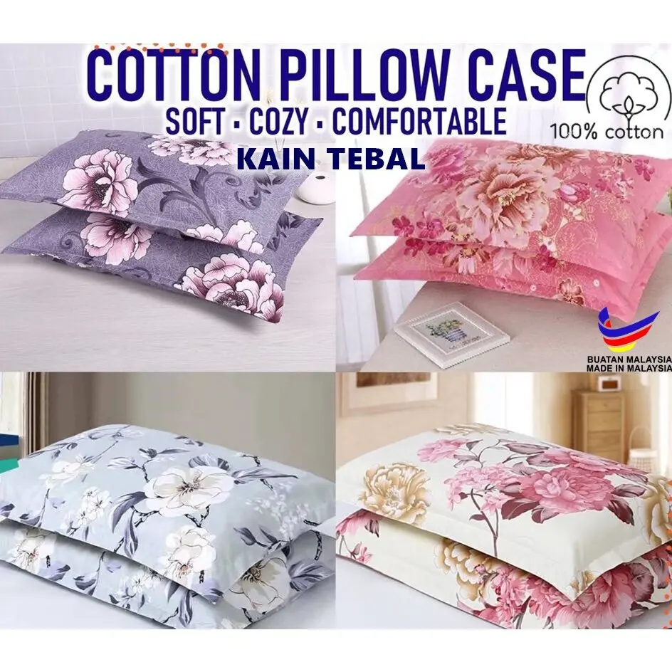 Cotton Pillow Case Sarung Bantal 46x74cm +/_