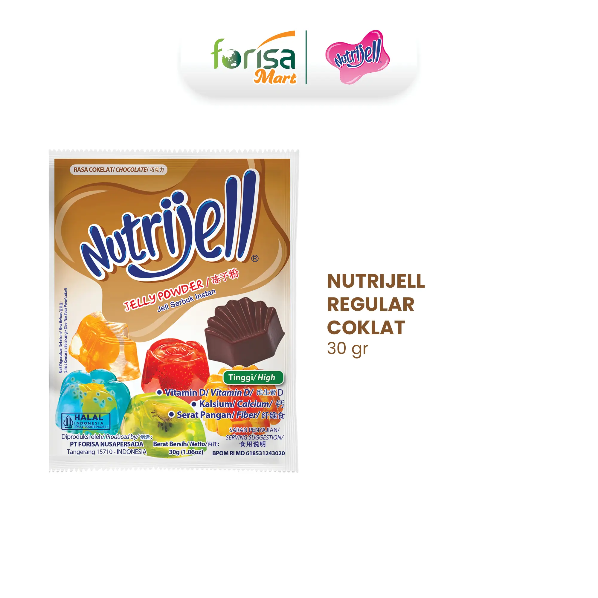 Nutrijell Reguler Jelly Rasa Cokelat 30gr - 1 Sachet