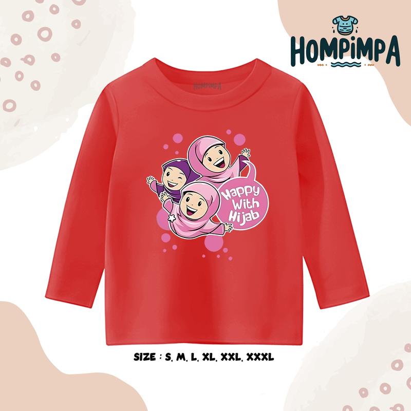 Kaos Anak Lengan Panjang Gambar Hijab Sablon DTF Distro 30s Fashion Baju 7