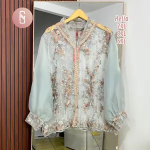 Myshawl Helia Outer Jumbo Brukat Satin Brukat Tulang Motif Kasual Kekinian Big Size Brukat Bunga Jumbo Muslim Atasan Zilpha