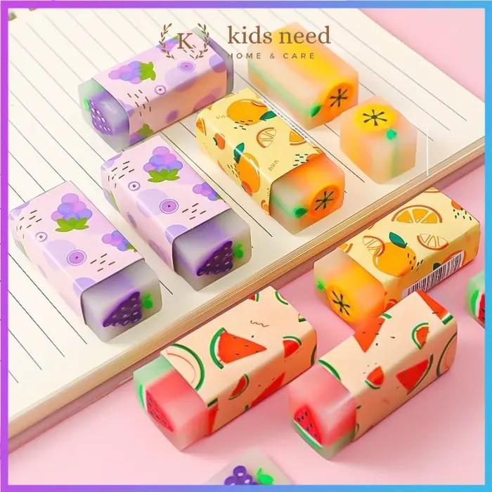 Penghapus Pensil Karet wangi / Eraser Hapusan Pensil Motif Dino Bola dan Buah 1 Pcs Penghapus Eco PVC / Eraser Unik Lucu