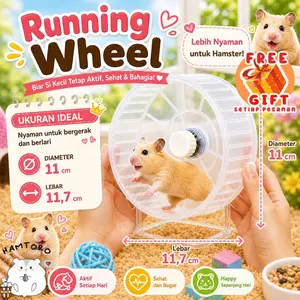 HAMTORO Runing Wheel - Kincir Hamster Putaran Halus Senyap Bahan Tebal 4mm Anti Gigit & Kokoh