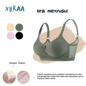Bra menyusui bra bersalin untuk ibu Bra wanita tanpa kawat dengan kancing depan bra ukuran plus Berkumpul dan bernapas menyusui bh 2095