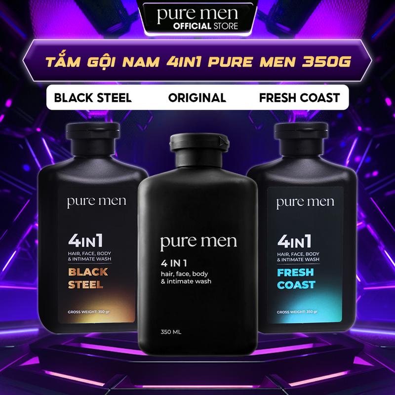 [KHUYẾN MÃI NƯỚC HOA] Sữa Tắm Gội Nam 2in1 & 4in1 Pure Men Natural Vegan Dưỡng Ẩm Da Hương Nước Hoa Nam Tính (350-460g)