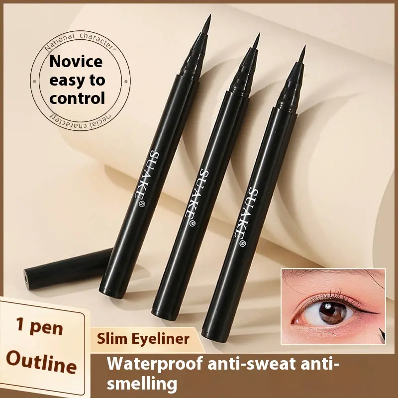 Black smooth, quick-drying eyeliner doesn't leak ink, long-lasting, non-smudging eyeliner and waterproof liquid eyeliner Lipliner Makeup Cosmetic