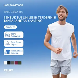 Zelus Tank Apparel Soft Cotton Build Up Tanpa Jahit Samping Kaos Polos  Distro  Pria lengan  Pendek