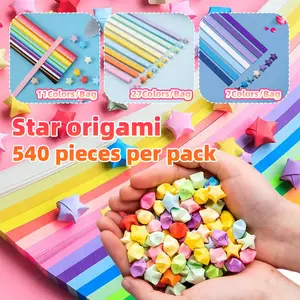 BITCBae Kertas Origami Bintang Kertas berwarna cerah, berkualitas tinggi, tidak berbahaya bagi mata, origami bintang berwarna-warni