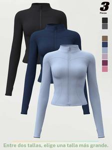 Top de yoga de corte ajustado con cuello alto y agujero para el pulgar, de alta elasticidad, chaqueta de correr transpirable de manga larga, ropa deportiva para primavera y otoño, tallas S-Xxxl