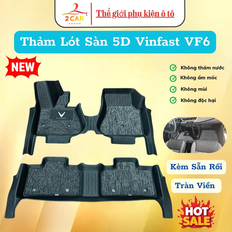  Thảm lót sàn NHỰA 5D Kèm Sẵn Rối Dành Cho Xe VINFAST VF6 Hàng Nhựa đúc nguyên khối TPE đẹp bền không thấm nước dễ vệ sinh 