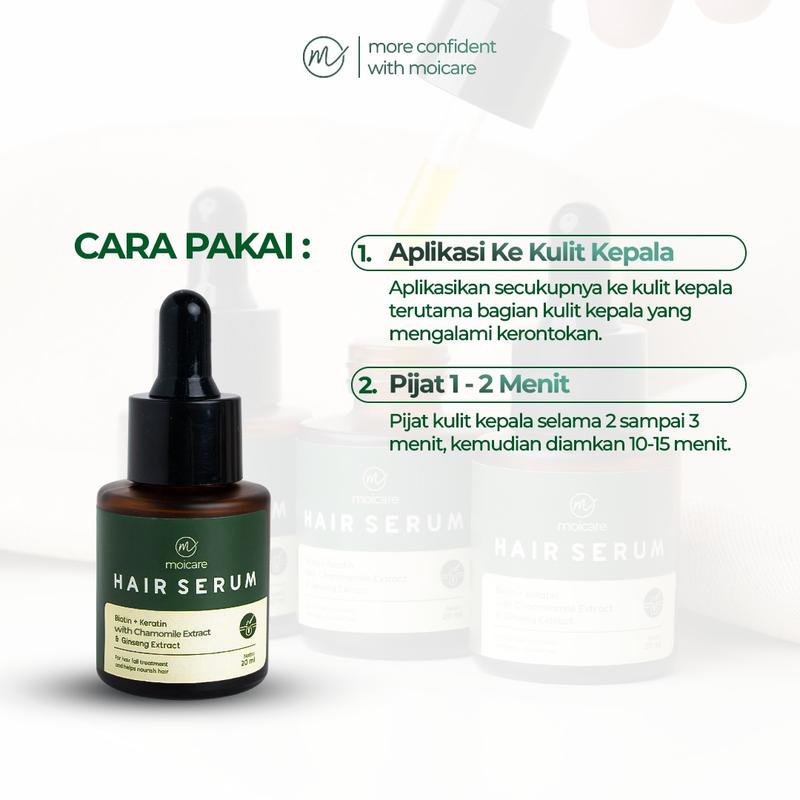 Moicare Hair Serum - Anti Hair Fall Treatment With Biotin Keratin Ginseng Chammomile Extract Mengatasi Rambut Kering & Rontok Mengkilaukan Menyuburkan Menghaluskan Rambut Perawatan Haircare 4