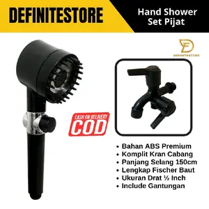 Hand Shower Hitam Pijat Shower Kamar Mandi Set Shower Komplit Rain Shower Turbo Ada Filter Karet ABS Premium Komplit Keran Air Selang Minimalis