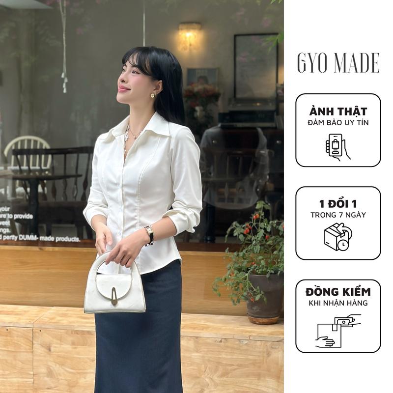 Áo Sơ Mi Nữ Dáng Ôm GYOMADE Chất Kaki Gold Cao Cấp – Chiết Eo Tôn Dáng Dày Dặn Đứng Form | GA078