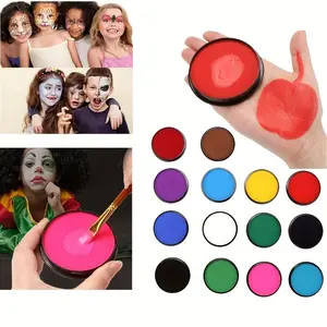 Face & Body Paint Water Activated SFX Makeup Palette Extra Large White & Black Pan , Professional 14 Colors Safe Non Toxic Art Painting Kit For Halloween Cosplay Parties Theater Stage