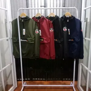 Jaket Cougle Casual Premium Taslan JN Anti Air - Hitam/Navy/Hijau Army - Pria, Outdoor, Bordir, Panjang, Logo, Bomber Keren Distro Parka Cowok