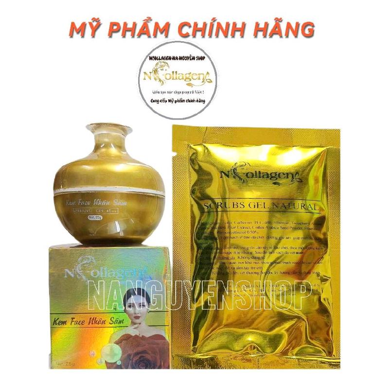N Collagen Kem Face Nhân Sâm Vàng 18G Tặng Gói TTB Chết Giúp Make Up Da Xóa Nám Mờ Thâm Sạm Tàn Nhang Bổ Sung Collagen Cấp Ẩm Cho Da Skincare Nữ Women Kemngay