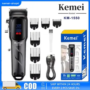 【HOT】Alat Cukur Kemei Elektrik Hair KM-1550 Alat pemotong rambut clipper rambut Original Cukuran Display LED Mesin Professional Hair Clipper Charging USB Type C