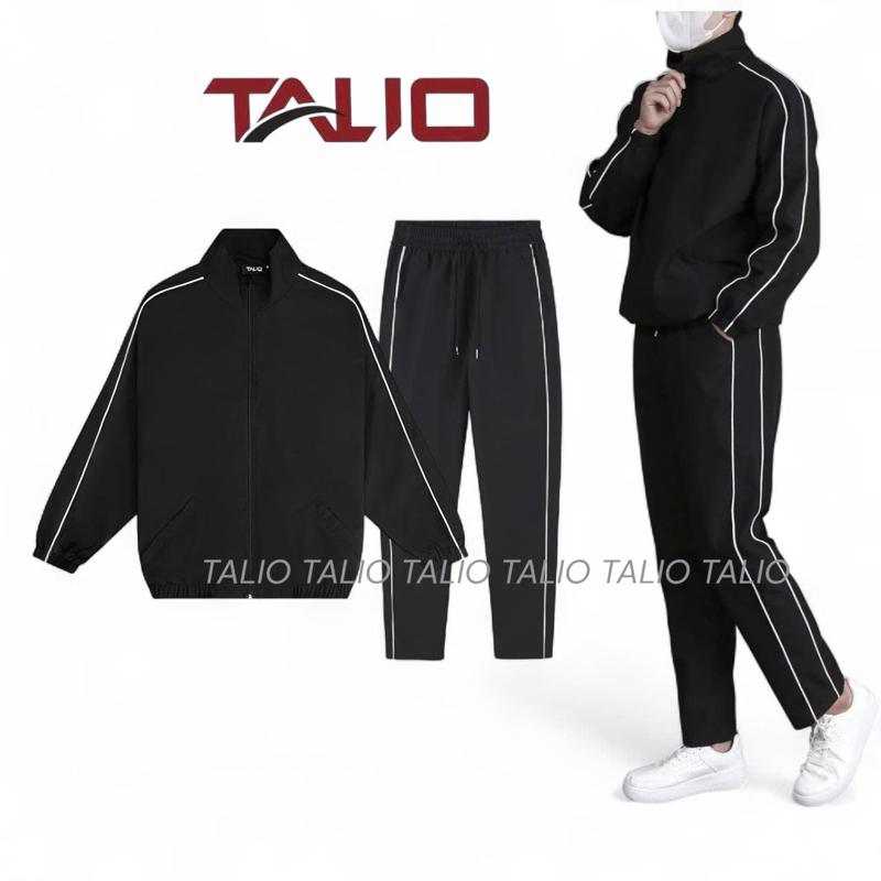 Bộ quần áo khoác gió dù 2 lớp sọc kẻ tay TALIO trượt nước cản gió dành cho nam và nữ KG202