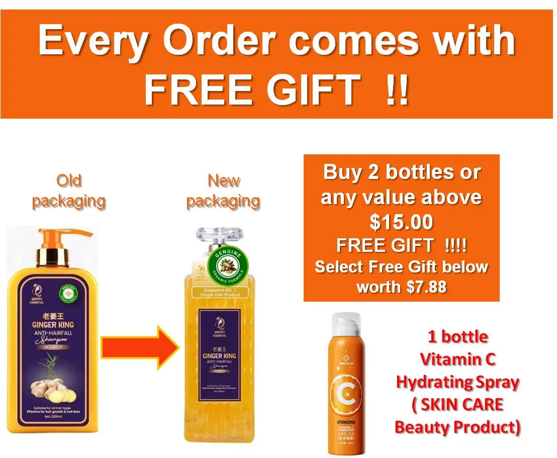 [SG Local Stock ] [Bundle Deal] [1000 ml] 100% Genuine Queen Ginger King Hair  Anti-Hair Loss Hair Growth - Ship out in 24 hours ginger  hair shampoo conditioner itchy scalp dandruff Haircare Cleansing Smoothing Oil Repair Smoother