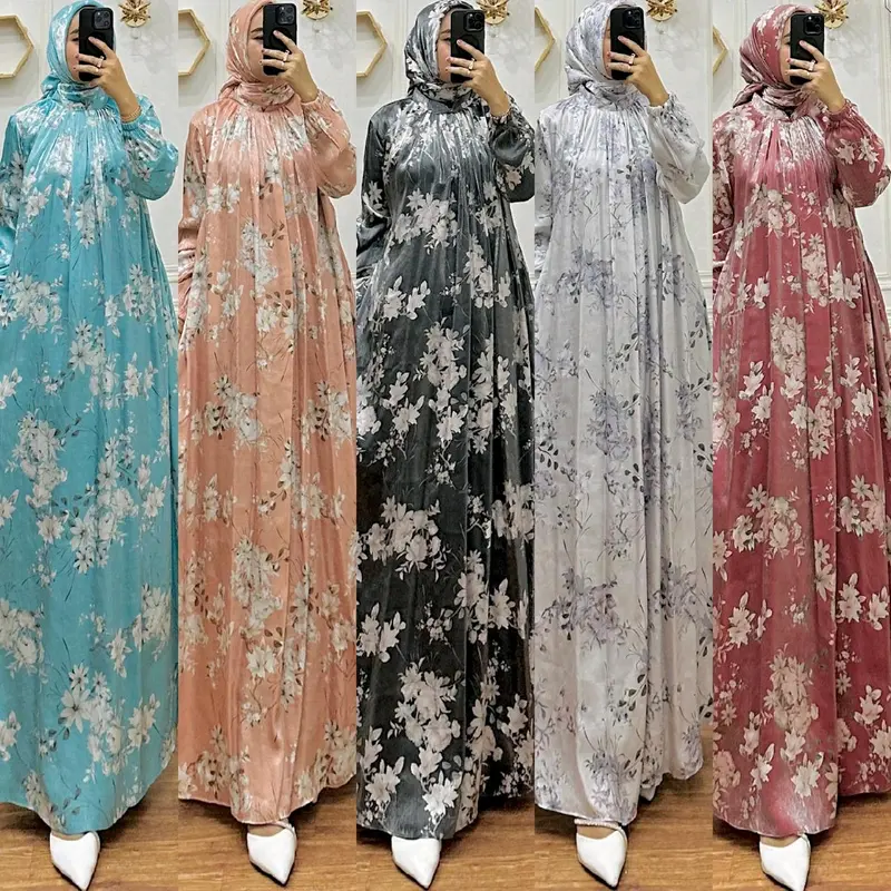 Gamis set Hijab shimmer printing 6