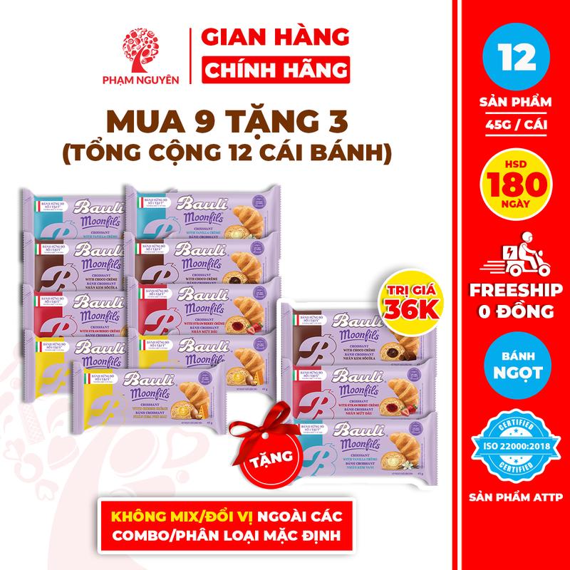 [DATE 13/11][MUA 9 TẶNG 3] Tổng cộng 12 Bánh Sừng Bò Bauli Moonfils 45g | Bánh ăn sáng tiện lợi giàu dinh dưỡng | Bánh sừng trâu | Đồ ăn vặt Snack Food | Thức Ăn