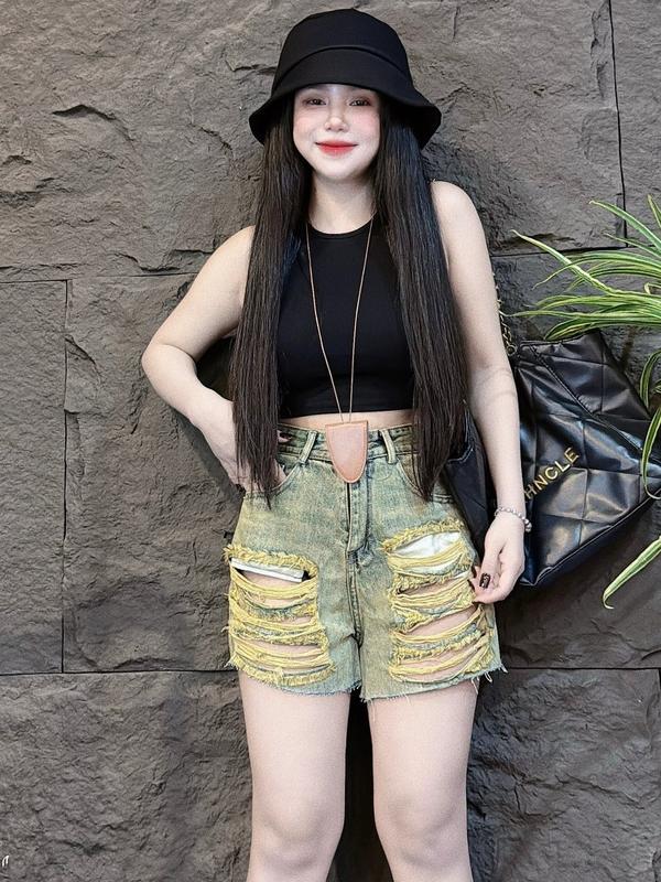 LSN Quần Jean Nữ Ngố Đùi Rách Trước Tua Rua Mẫu Mới 297 - 298