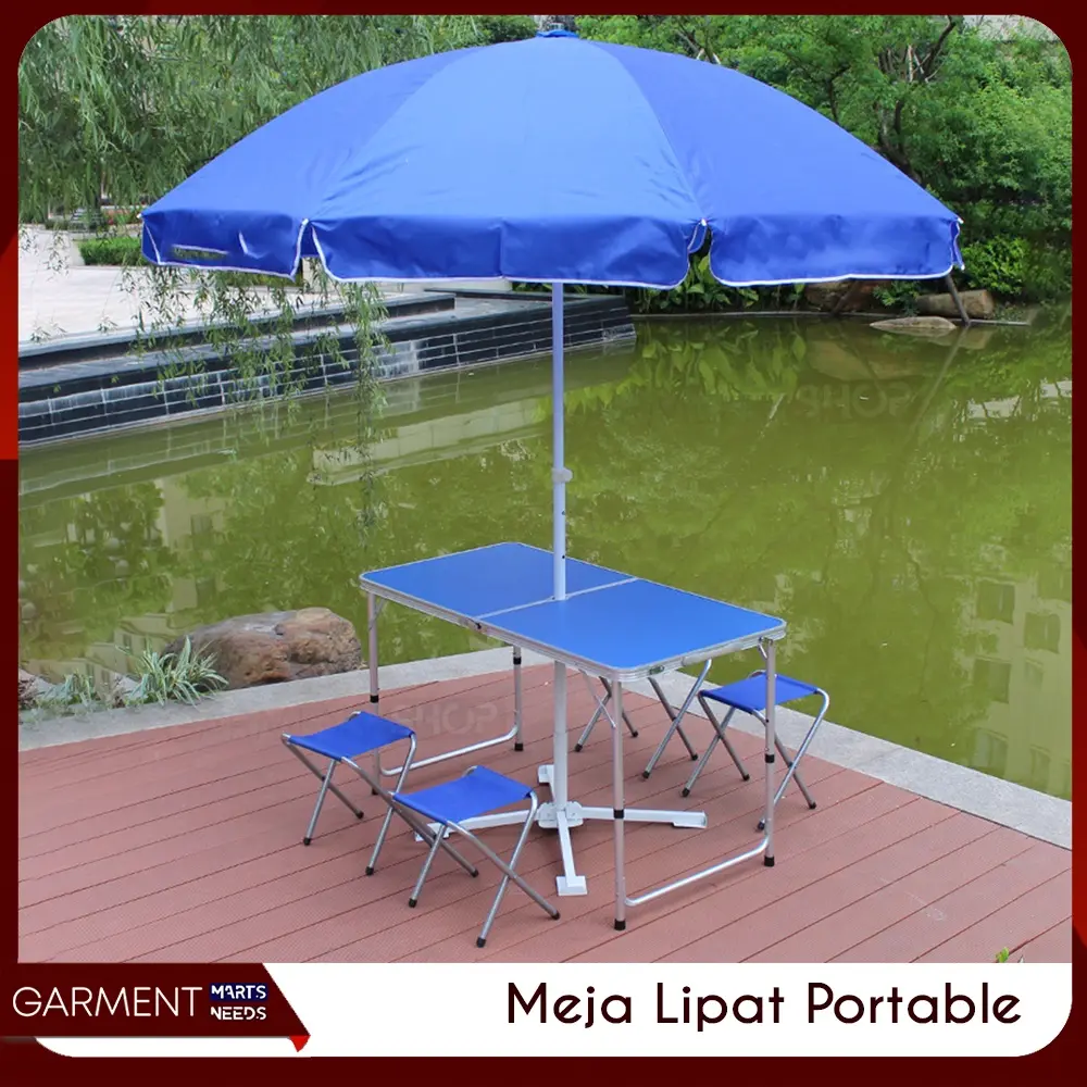 PROMO !! - Meja Lipat Lubang Tengah Jualan Bazar Lapak Cafe Anti UV Kokoh Warna Warni Bagus Koper Camping
