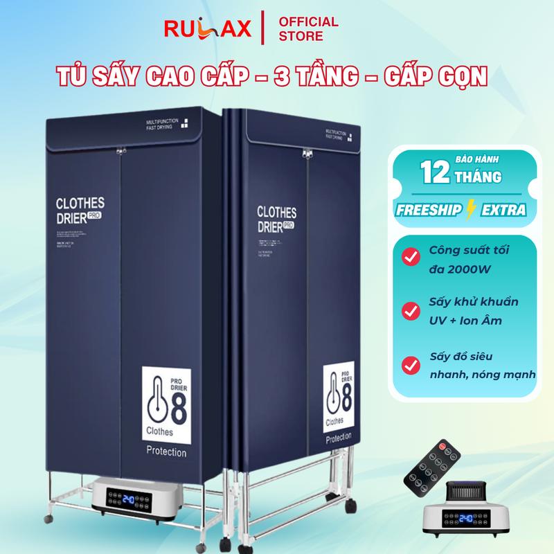  Tủ Sấy Quần Áo Máy Sấy Quần Áo RULAX 3 Tầng Bản Nâng Cấp Màn Hình Cảm Ứng Công Nghệ Diệt Khuẩn   HÀNG CÓ SẴN   