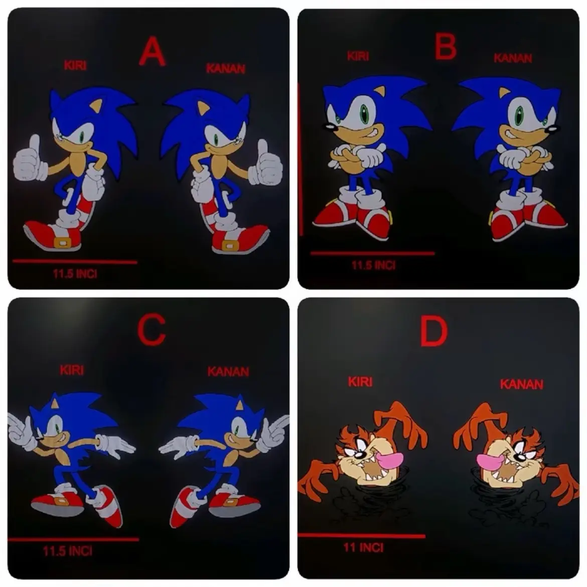 Sticker sonic saiz besar sticker tampal cermin lori Car
