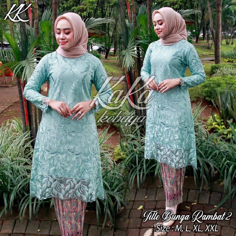Tunik brokat tile premium terbaru/model seragam pesta/kebaya best seller Kondangan Muslim Wanita Atasan Setelan Motif Mewah Panjang Batik Remaja 4