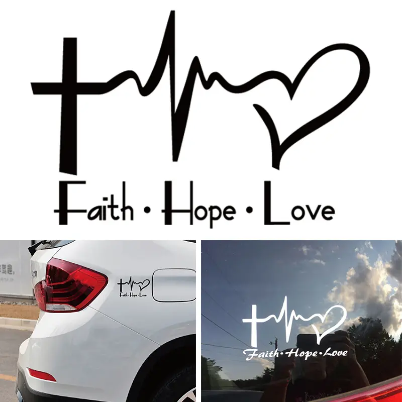 Faith Hope Love Vinyl Car Sticker Cartoon Jesus Christian Religiou Bible Symbol