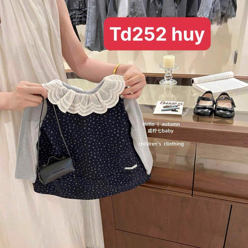   6-18kg  TD252 sét váy thu đông áo + váy hoa nhí xinh xắn cho bé gái 