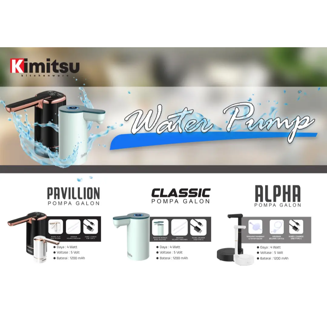 KIMITSU Pompa Air Galon Elektrik USB Charger 3 Tombol dan 1 Tombol