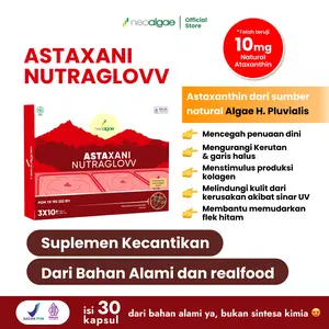 [ BPOM & HALAL ] - Neoalgae Astaxani Nutraglow Suplemen Kecantikan 10 mg Natural Astaxanthin Mencerahkan Memudarkan Flek Hitam Mencegah Penuaan Dini BPOM & HALAL