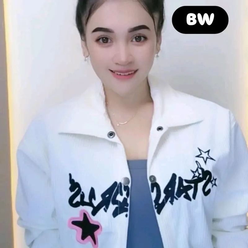 Opz jaket crop wanita bahan Corduroy Bordir Motif Star 0