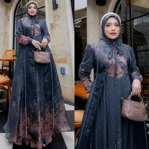 NEESYA SERIES||D’MECCA SYARI||GAMIS CERUTY PLISKET PRINTING PREMIUM OUTER CARDI ORGANZA PRINTING JILBAB SCARF VOAL HIJAB KHIMAR||BUSUI WUDHU FRIENDLY