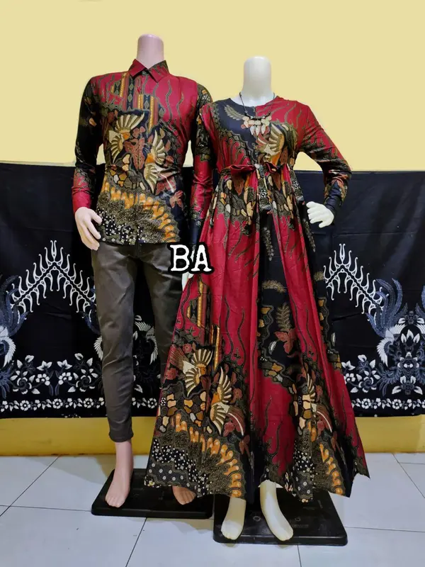 Batik Couple Kemeja Batik Gamis Batik Modern katun muslim Baju Wanita Pasangan Dress Motif Sarimbit Kondangan Keluarga Ibu Ibu Lebaran 4