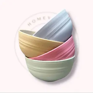 4pcs/set MANGKOK SUP BAKSO SAYUR PLASTIK WHEAT STRAW 15CM