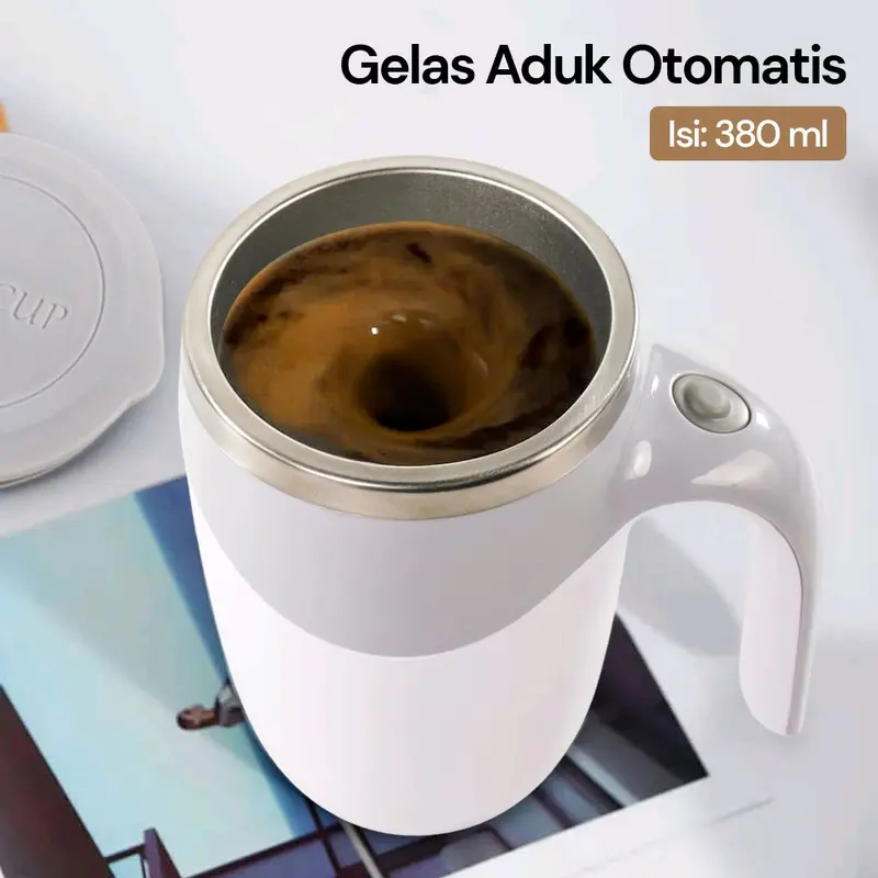 (Viral) Flash Sale Gelas Aduk Otomatis Self Stiring Cup Battery 380 ml -JY-101 - Kitchenware Stainless 0