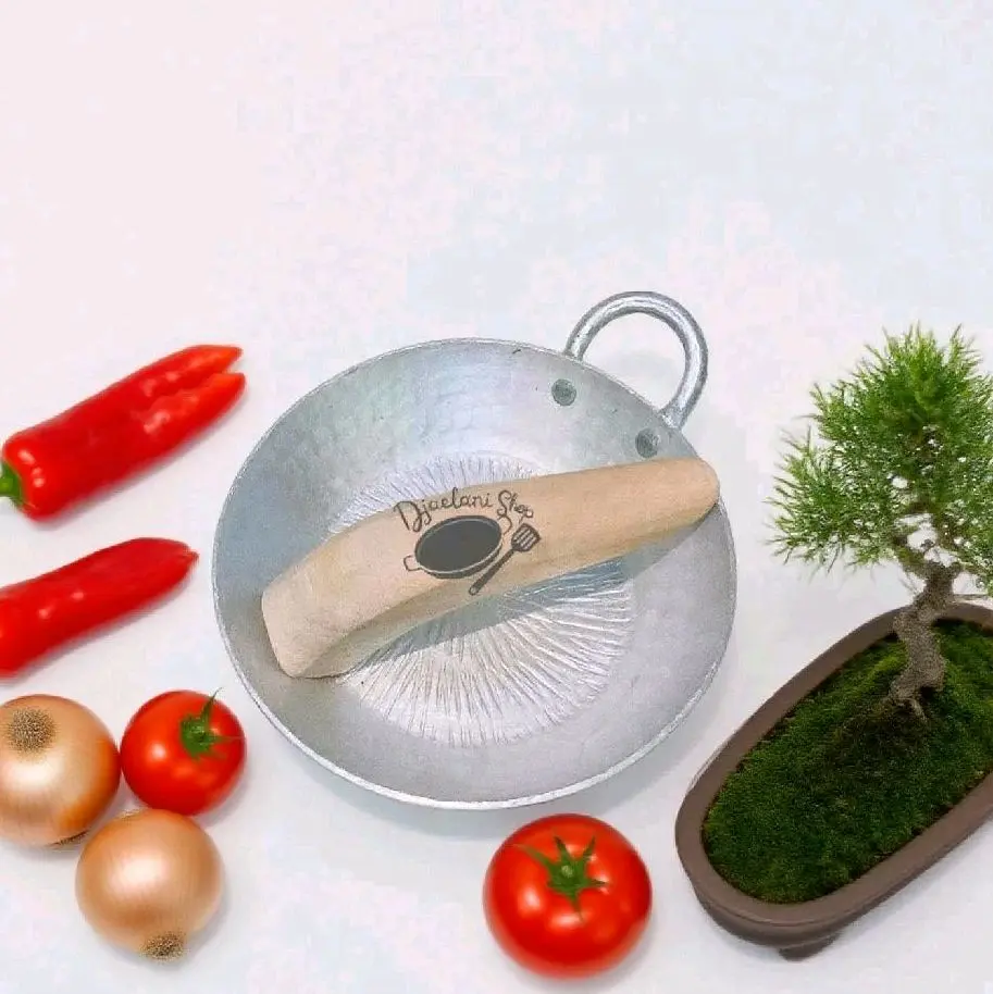 cobek kuping 20cm-17cm gratis ulekan cobek asli Garut anti pecah anti karat Aluminium Kitchenware Alat fry pan