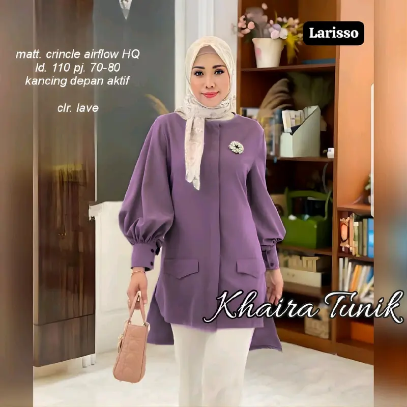 Tunik wanita crinkle airflow HQ kancing aktif / Khaira tunik 4