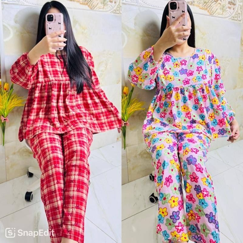  Babydoll Đồ Bộ Tole Lanh Nữ Mặc Nhà Tay Dài Quần Dài - Chất liệu Tole 2 da mềm mịn mát   BDoll Nữ TDQD  Ưu đãi khi mua từ 2 bộ 